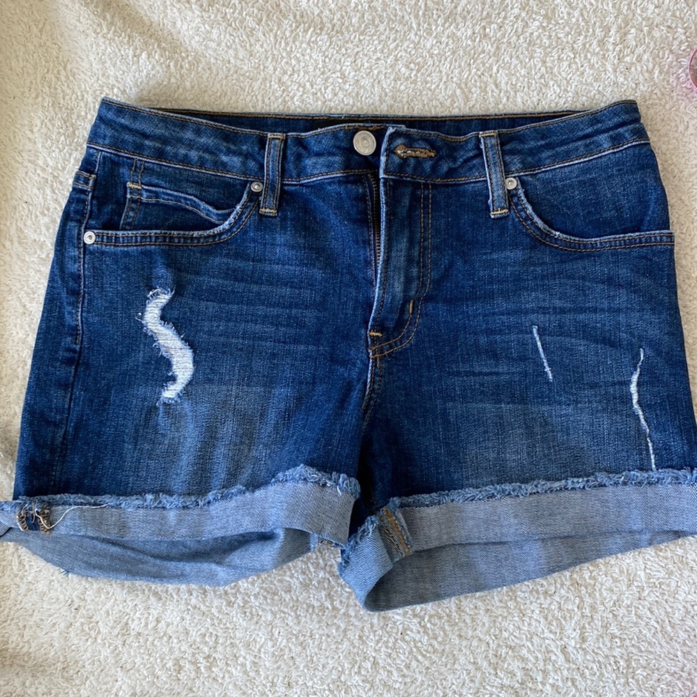 Just Black | Size 27 | Womens' Cuffed Distressed Cotton Denim Jean Shorts